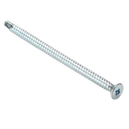 Zoro Select Self-Drilling Screw, #10-16 x 3-1/2 in, Zinc Plated Steel Flat Head Square Drive, 1000 PK 1056KQF